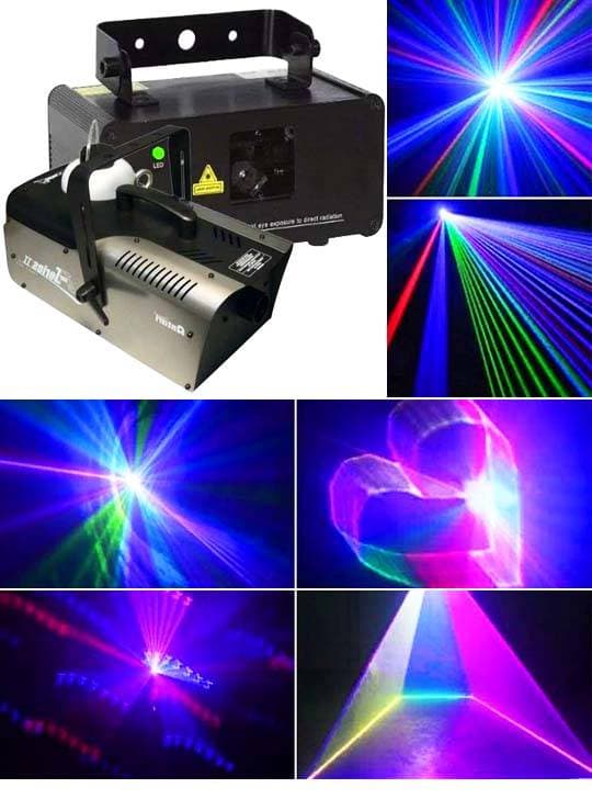 Профессиональный 3D лазер RGB с дым-машиной 900 Вт